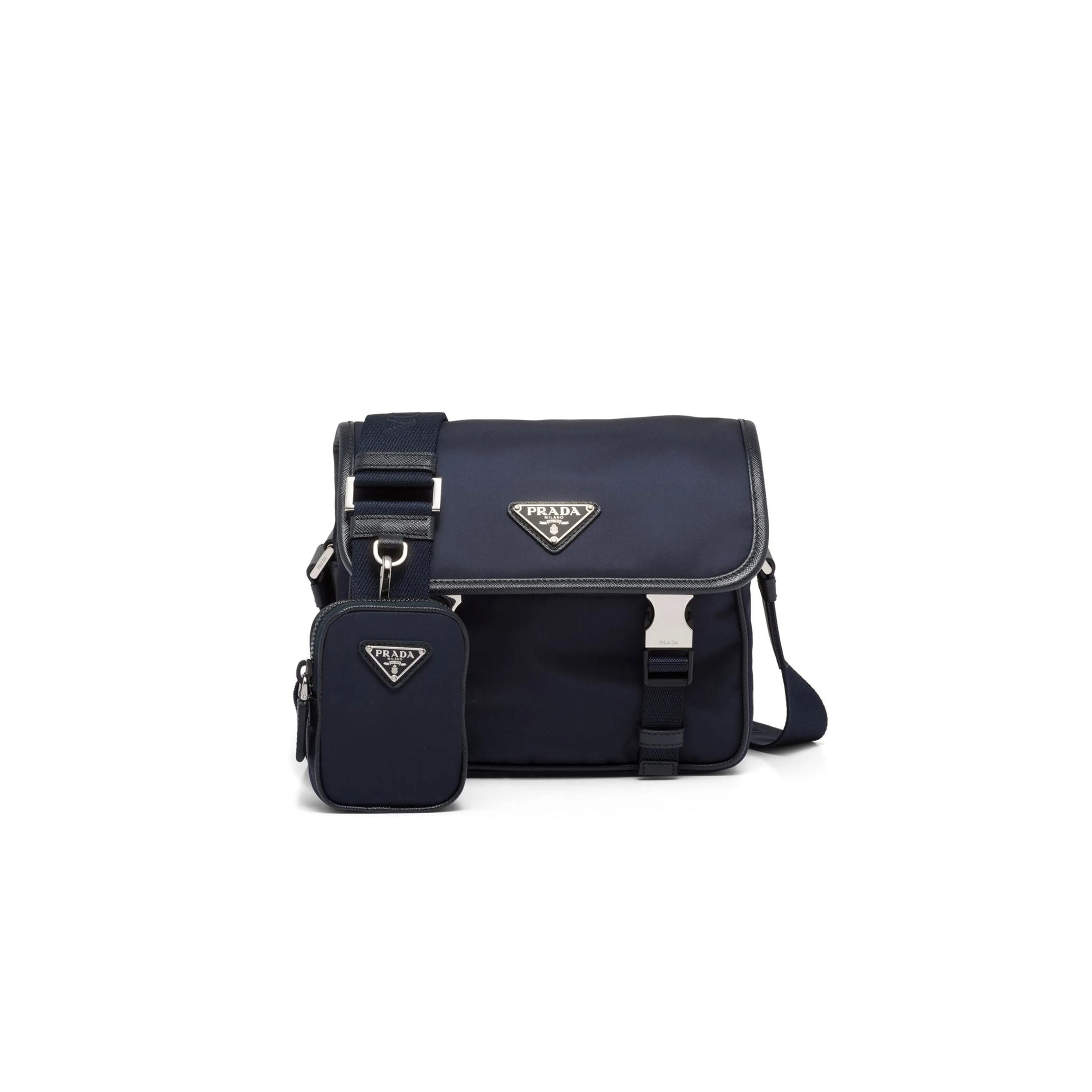 Pra*a re-nylon and saffiano leather shoulder bag 2vd034 (22*16*8.5cm)